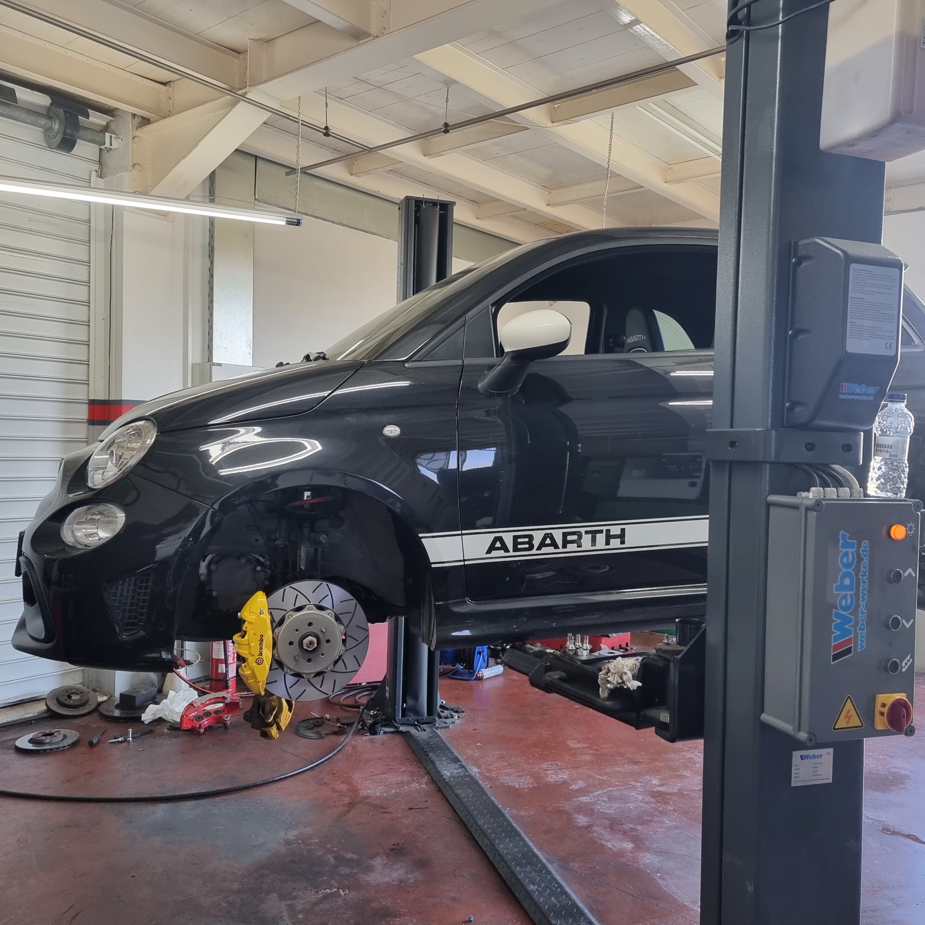 HyperBrake Motorsport Front 4pot Big Brake Kit without calipers for Fiat 500  for Brembo calipers from Alfa Romeo Giulia Veloce and 2-Piece Full Floating Brake Rotors 330x28mm - Image 6